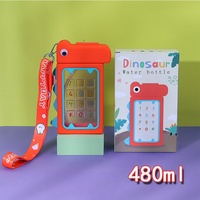 Bouteille d'eau en plastique en forme de dinosaure créative avec paille Kawaii Bouteilles à boire étanches pour enfants Gym Sports de plein air Bouilloire