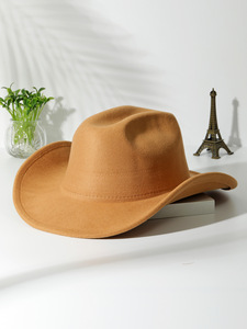 2025 nuevo sombrero de <span class=keywords><strong>vaquero</strong></span> Cabeza de Vaca accesorios patrón monocromático sombrero de fieltro hombres y mujeres ala <span class=keywords><strong>grande</strong></span> sombrero al aire libre occidental - Product Image 4