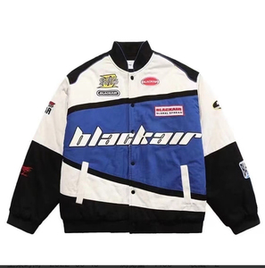 เสื้อแจ็คเก็ตมอเตอร์ไซค์สีดำแบบยูนิเซ็กซ์  บุผ้านวม กันลม เป็นมิตรกับสิ่งแวดล้อม  แบบกลับด้านได้  คอตั้ง  ปิดด้วยซิป  ลายปะติด  ทรงเข้ารูป - Product Image 1