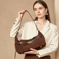 Sac à main en cuir véritable de luxe pour femmes, nouveau style, de haute qualité, en daim, à bandoulière unique, avec doublure en polyester pour femmes