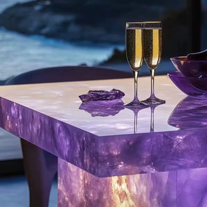 Comptoirs en pierre rougeoyante bricolage <span class=keywords><strong>plan</strong></span> <span class=keywords><strong>de</strong></span> <span class=keywords><strong>travail</strong></span> îlot <span class=keywords><strong>de</strong></span> luxe en cristal rétroéclairé artificiel lumière <span class=keywords><strong>LED</strong></span> colorée personnalisée - Product Image 1