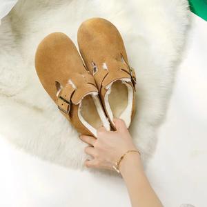 Vente en gros Birkenstocks Slip-on Femmes Hiver Chaud Diapositives Daim Fourrure Clogs Mules <span class=keywords><strong>Laine</strong></span> Pantoufles Chaussures - Product Image 4