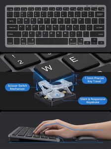 คีย์บอร์ดไร้สาย OEM แบบ Ergonomic สำหรับเดสก์ท็อป โหมดคู่ 2.4G ชาร์จซ้ำได้ เสียงเงียบ - Product Image 3