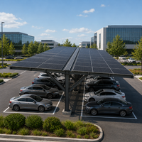 Système de carport solaire commercial triphasé à double rangée de panneaux monocristallins de type Y, 50KW 100KW, raccordé au réseau, pour le stationnement