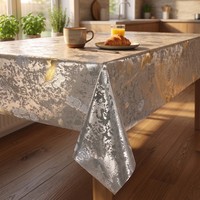 Nappe de salle à manger en PVC de luxe, gaufrée à la feuille d'or, imperméable, anti-taches et nettoyable facilement, directement de l'usine