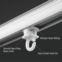 Rail de rideau moderne minimaliste silencieux en plastique et aluminium, sans support requis, fixation au plafond, glisseurs en nylon à anneau ouvert, écologique