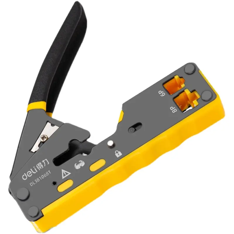 Deli DL381068T Network Crimping Tool Bench Type Pliers Networking Hardware Tools Network Cable Crimp Tool