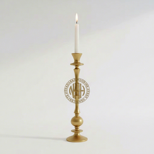 Chandelier vintage en laiton doré pour bougie conique, élégant support en métal tourné, base ronde, centre de table pour dîner et mariage, décoration de cheminée - Product Image 1