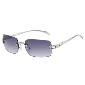 XUEDIAO 2025 Trending Modern Metal Square Gafas <span class=keywords><strong>de</strong></span> <span class=keywords><strong>Sol</strong></span> <span class=keywords><strong>para</strong></span> hombres y mujeres <span class=keywords><strong>de</strong></span> lujo UV400 Gafas sin montura con logotipo personalizado - Product Image 5