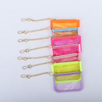 Dompet Wanita Anak-Anak Kecil PVC Transparan Anti Air Motif Huruf Portabel Resleting Tempat Kartu Koin Penyimpanan Gantungan Kunci Pouch Perjalanan