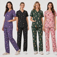 Tenues d'infirmières personnalisées imprimées, ensembles de blouses à motifs amusants, blouses colorées pour les professionnels de la santé australiens, vente directe d'usine OEM