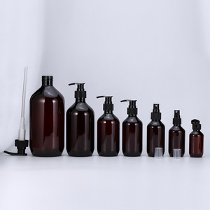 Botellas de plástico PET ámbar con bomba para gel de ducha, envases cosméticos de 50 ml a 1000 ml, personalizables, venta al por mayor. - Product Image 1