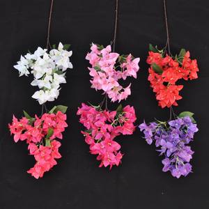 Vente en gros de bougainvilliers artificiels Fushia fleurs en soie bougainvilliers roses grimpantes pour décoration de jardin de mariage - Product Image 2