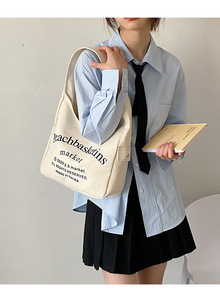 2025 Thời Trang Thư Nữ Sinh Viên Công Suất Lớn Cotton Tùy Chỉnh Của Phụ Nữ Vải Tote Tái Sử Dụng Có Thể Gập Lại Mua Sắm Túi Với Logo - Product Image 5