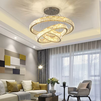 Lustres suspendus modernes en cristal, anneaux ronds LED, pour la maison, la villa, les escaliers, les hôtels et les projets de hall d'entrée