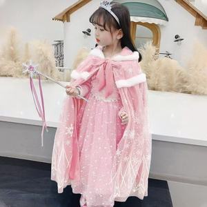 Cape en polyester pour filles, style Princesse Frozen, avec lacets, manteau chaud pour enfants, automne/hiver - Product Image 3