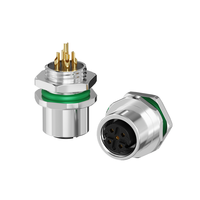 Connecteur étanche Lshitech M12 en acier inoxydable avec boîtier en cuivre, contact B/D/P, cordon 4-5 broches mâle/femelle