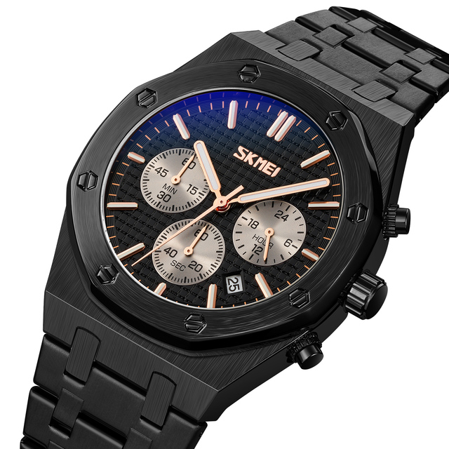 Skmei 9296 Men Watch Stainless Steel Glamour Luxury Watch Horloges Custom Logo Quartz Men Black Watch