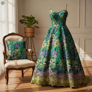 Tissu de dentelle de voile de coton africain biologique brodé à la mode pour les fêtes de mariage pour les sacs chemises robes pour les suisses - Product Image 4