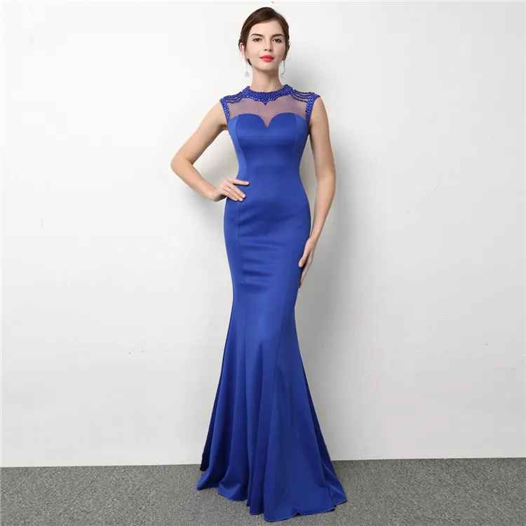 8169 # الأزرق فستان فاخر أزياء ذيل السمكة مأدبة ، تظهر فساتين السهرة ل الاجتماع السنوي للشركة