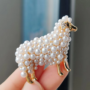 Cadeau souvenir élégant perles blanches mouton broches or mignon Animal <span class=keywords><strong>agneau</strong></span> épinglettes ferme bijoux Collection - Product Image 3