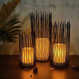 Home Decor Garden Outdoor Waterproof Coral Shape Long Tapered Battery Operated Solar Iron <strong>Led</strong> Candle <strong>Candlestick</strong> - Product Image 1