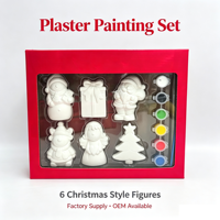 Kit de peinture sur plâtre DIY de Noël, statues en plâtre non peintes, ensemble d'artisanat artistique pour cadeaux de fête