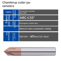 Fraise à chanfreiner en carbure de tungstène en stock, angle 90°, pour aluminium et acier, trois cannelures, revêtement nano, pour fraiseuse ; Personnalisable