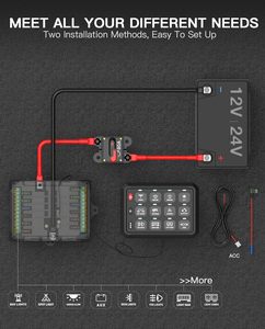 RGB 12 Gang Panel sakelar LED bantu berkabel Acc kedap air untuk 12V/24V Aksesori lampu mobil lampu kapal mobil - Product Image 4