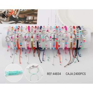 Pulseras de Cuentas con Dijes Coloridos, Juego de Pulseras Ajustables con Cordón, 2400 Piezas por Caja, Estilo Bohemia Unisex, Joyería de Regalo - Product Image 1