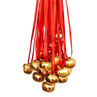 Clochette en métal doré personnalisée OEM avec cordon rouge pour collier d'animal, décoration de Noël à suspendre, ornement de vacances DIY