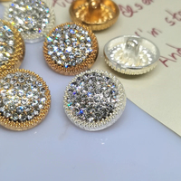 Botones redondos de diamantes de imitación de metal para ropa, accesorios de costura DIY, venta al por mayor, botón de decoración de moda de lujo, ropa DIY