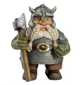 Viking Victor Norse Dwarf Garden Gnome Statue Ornaments Viking Garden Gnome Full Color Decoration for Home Yard Lawn