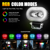 Phare LED pour moto Espumoso, lumière RGB Halo Angel Eye, klaxon 110 dB, étanche IP67, double lentille, phare LED pour moto tout-terrain