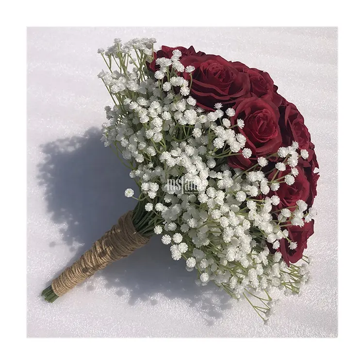 गर्म बिक्री बक्से डे fleur नकली babybreath गुलाब का फूल कृत्रिम दुल्हन शादी का गुलदस्ता