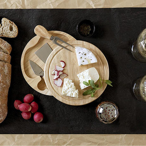 <b>Cheese</b> Board <b>Set</b> With <b>Knife</b> And Fork Portable Wooden <b>Cheese</b> Plate For Serving Snacks And Desserts - Product Image 5