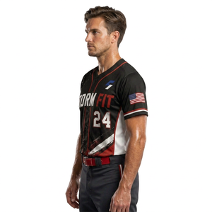 Maillot de baseball personnalisé pour homme, manches courtes, sublimé, anti-humidité, coupe athlétique, toutes saisons, vêtements d'équipe - Product Image 5