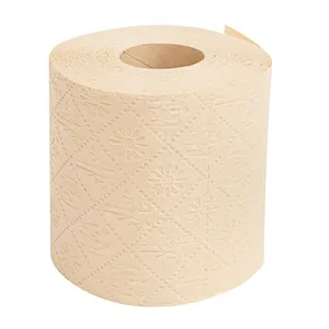 China Oem Odm Virgin Bamboo Pulp Toilet Tissue Soft Eco-Friendly Brown Bamboo Paper Facial Toilet Tissue Roll