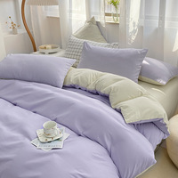 Ensemble de housse de couette uni en coton lavé de qualité supérieure Ensemble de housse de couette de style simple