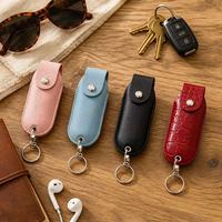Porte-clés en PU texture crocodile pour spray de défense personnelle, étui portable pour spray de sécurité en forme de rouge à lèvres, housse de protection pour spray au poivre pour la sécurité en extérieur