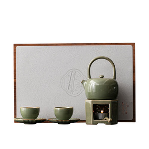 Ceramic Kung Fu <b>Tea</b> <b>Set</b> With Warmer One Pot Two <b>Cups</b> Chinese Style Stoneware <b>Tea</b> <b>Set</b> For Household Use - Product Image 5
