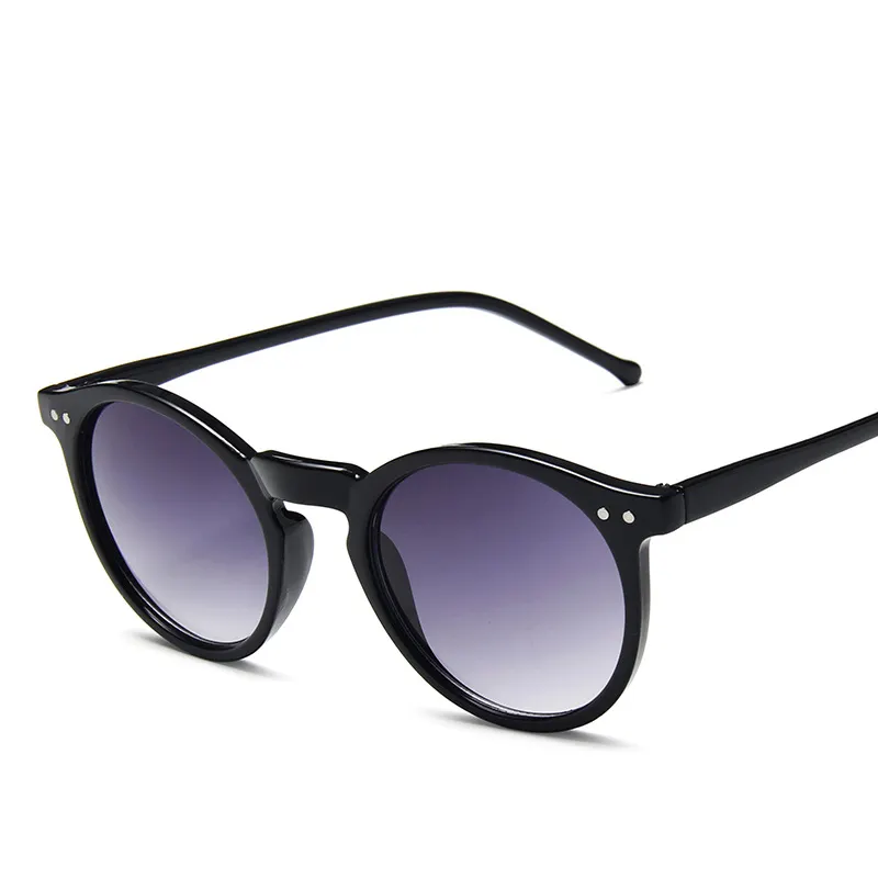 New Black Round Shades Sun Glasses Women Fashion Retro Mirror Flat Top Oversize Sunglasses Men
