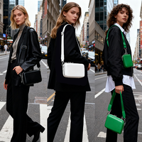 Sac à bandoulière pour femme en cuir PU tendance, petit format, avec porte-cartes, logo en relief, sac plat personnalisé, étui rigide, sac à bandoulière BA1