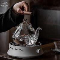 Bouilloire en verre super transparent soufflé à la main Cangzhou résistant aux hautes températures avec poignée et filtre grossier à ressort 1000ml