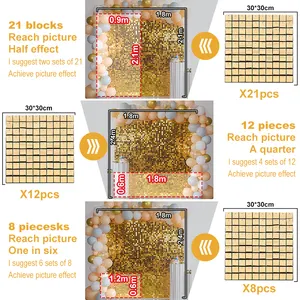 Outdoor Gold Round Sequin Shimmer Wall Square Shimmer Wall 4d Panels Sequins Backdrop For Wedding Party And Event Decoration