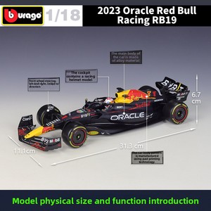Bburago 1:18 2023 <span class=keywords><strong>Red</strong></span> <span class=keywords><strong>Bull</strong></span> Racing RB19 # Modèle de voiture de Formule 1 en alliage métallique miniature Max Verstappen pour collectionneurs, cadeau, vente en gros - Product Image 2