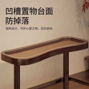 Double Layer Wooden Cup Holder Storage Rack For <b>Desk</b> Home Kitchen Space Saving Organizer Walnut Finish - Product Image 3
