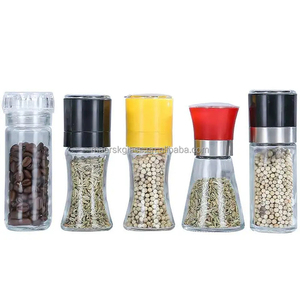 Mini juego de tarros de molinillo de sal y pimienta de vidrio personalizado Juego de botellas de molinillo de pimienta y sal Tapa de acero - Product Image 3
