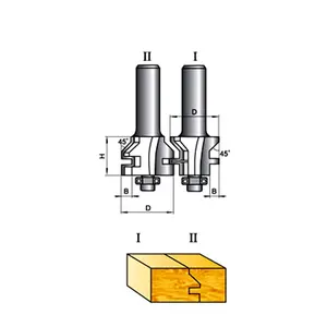 K08158 woodworking cutting tungsten carbide blade stile and rail assembles 45 degree chamfer wood router bit set