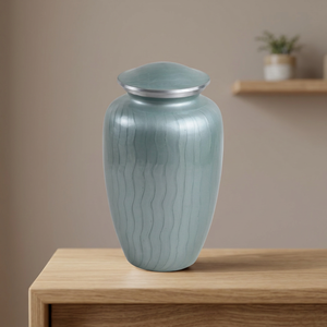 Urna y Ataúd Ecológicos de Latón Azul para Cremación, Recuerdo Conmemorativo para Cenizas, Ataúd Artesanal para Servicios Funerarios de Mascotas - Artesanía India para el Hogar - Product Image 1